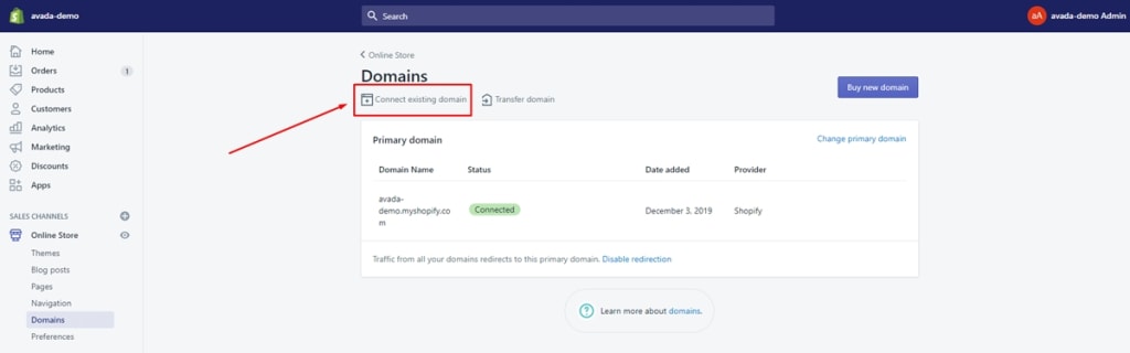 Connecting Existing Domains in Shopify